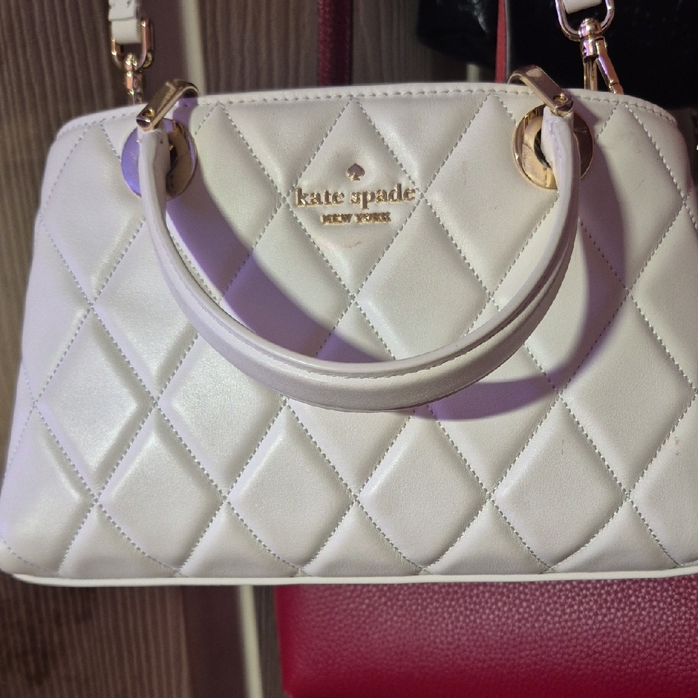 Kate Spade White Quilted Satchel